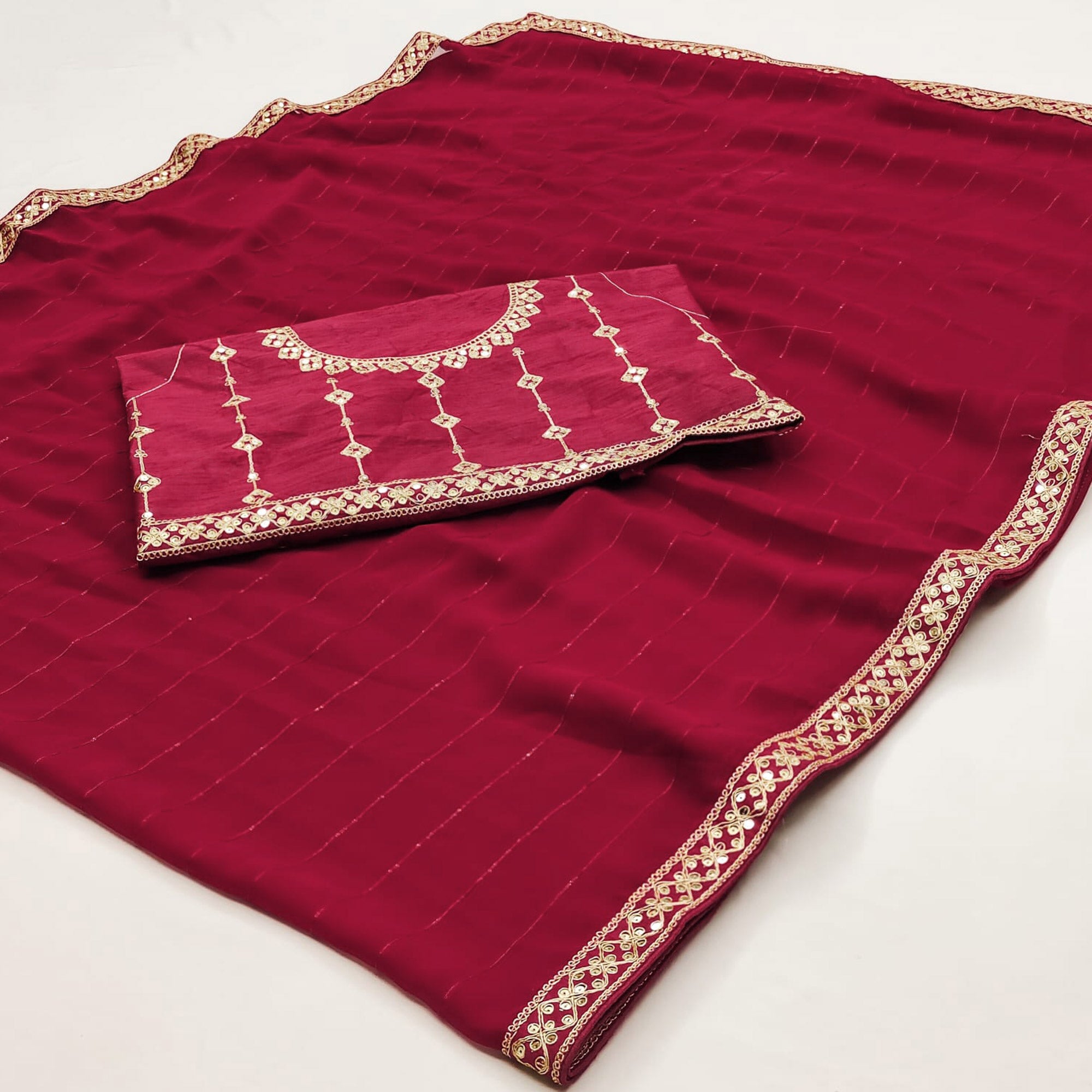 Pink Embroidered Georgette Saree