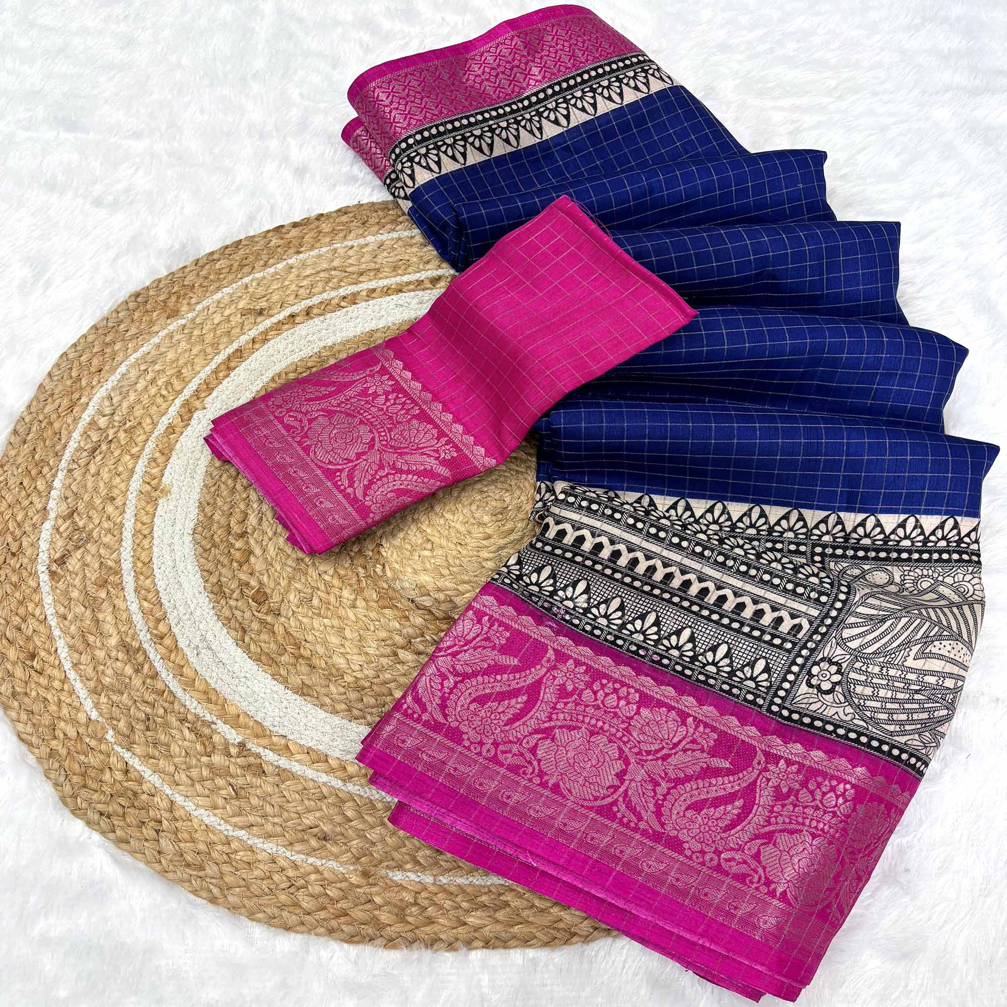 Navy Blue Zari Woven Dola Silk Saree