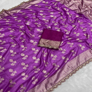 Regal Dola Silk Saree in Lavender Featuring Floral Weaves