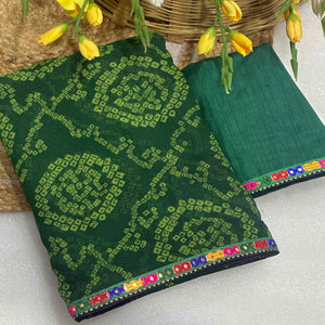 Green Bandhej Printed Georgette Saree with Flowy Drape
