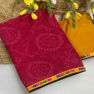 Pink Bandhej Printed Georgette Saree with Flowy Drape