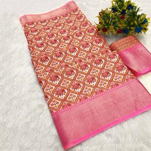 Pink Dola Silk Saree Featuring Traditional Patan Patola Print