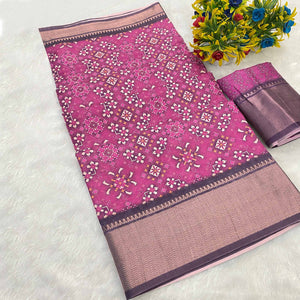 Purple Dola Silk Saree Featuring Traditional Patan Patola Print