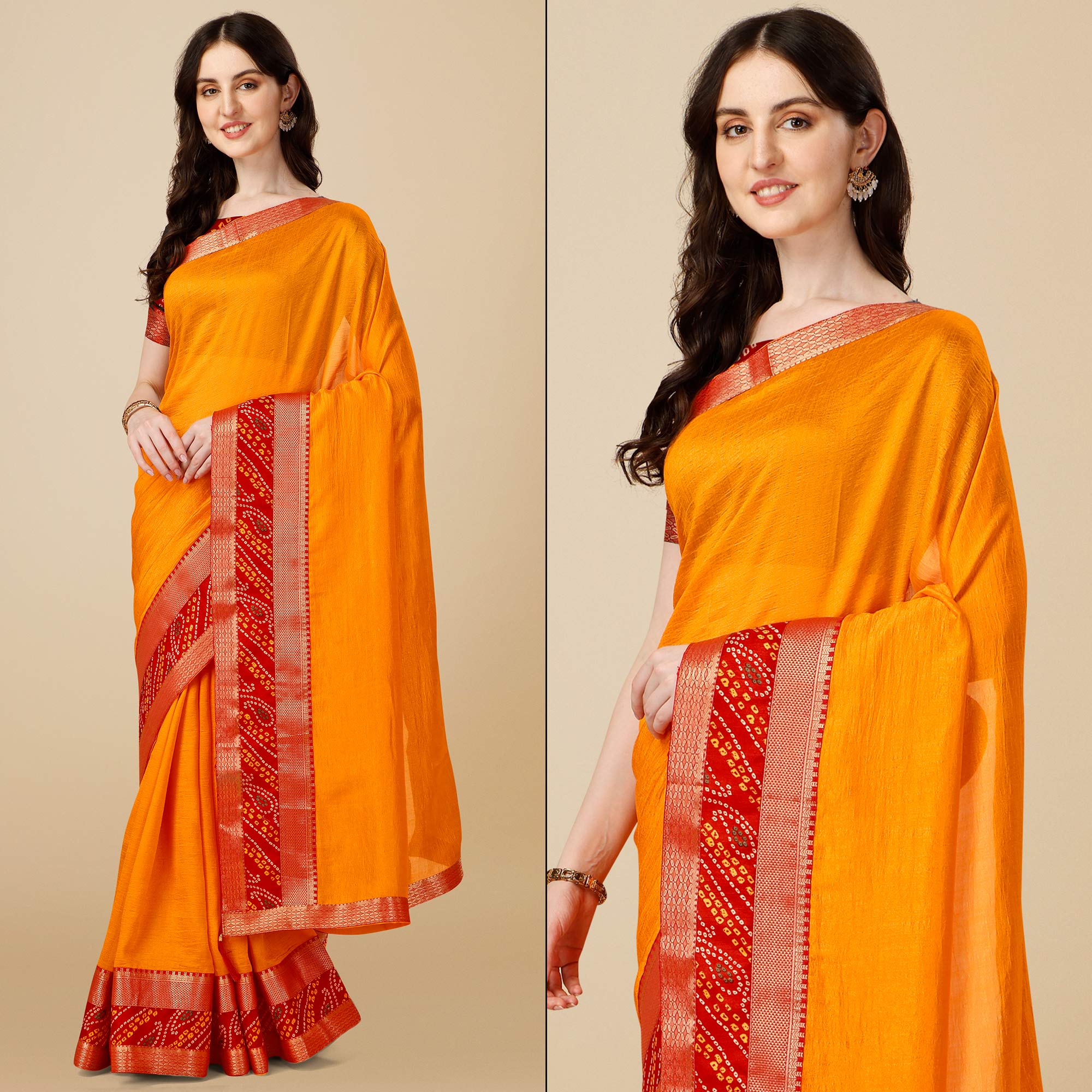 Yellow Solid Vichitra Silk Saree