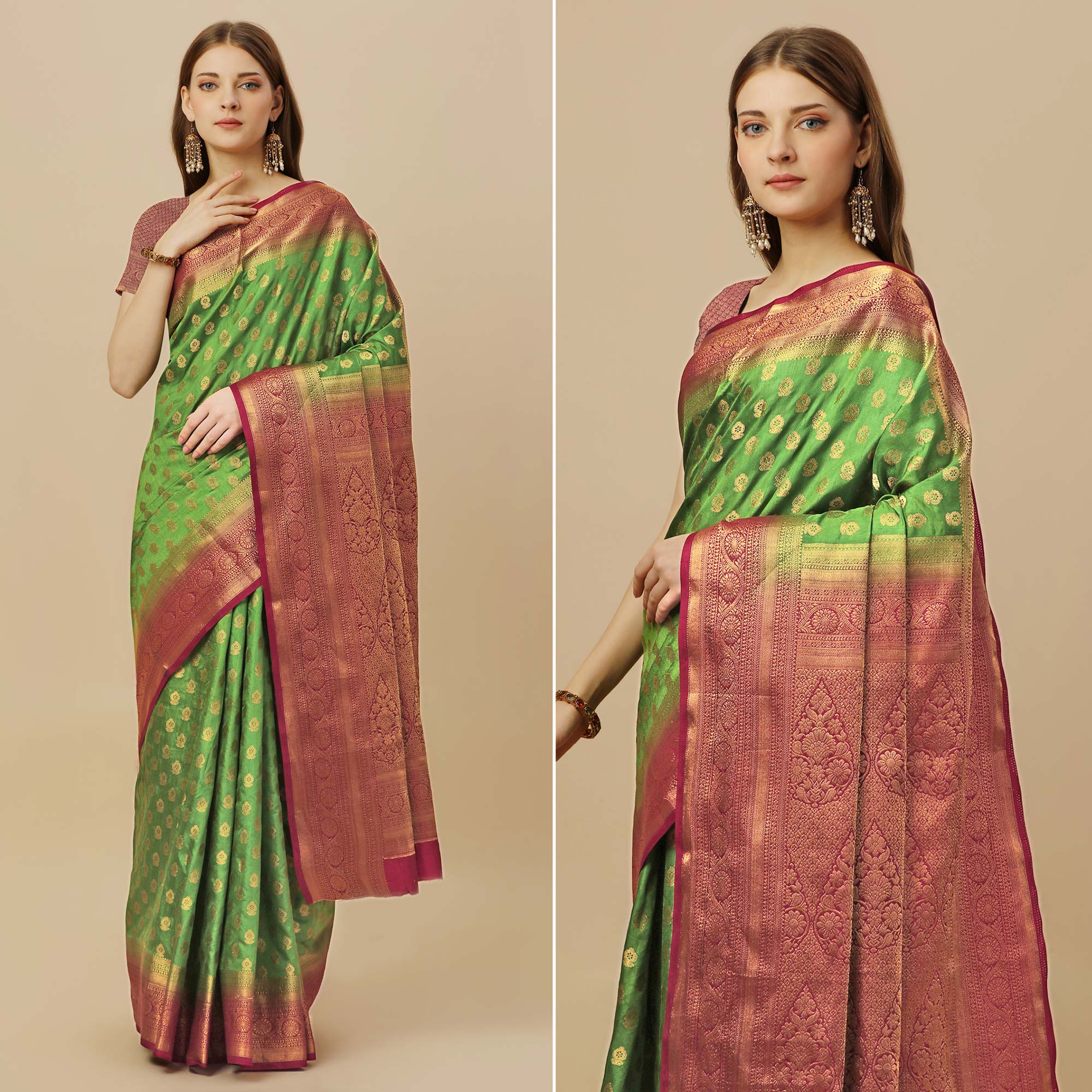 Green Woven Dola Silk Saree