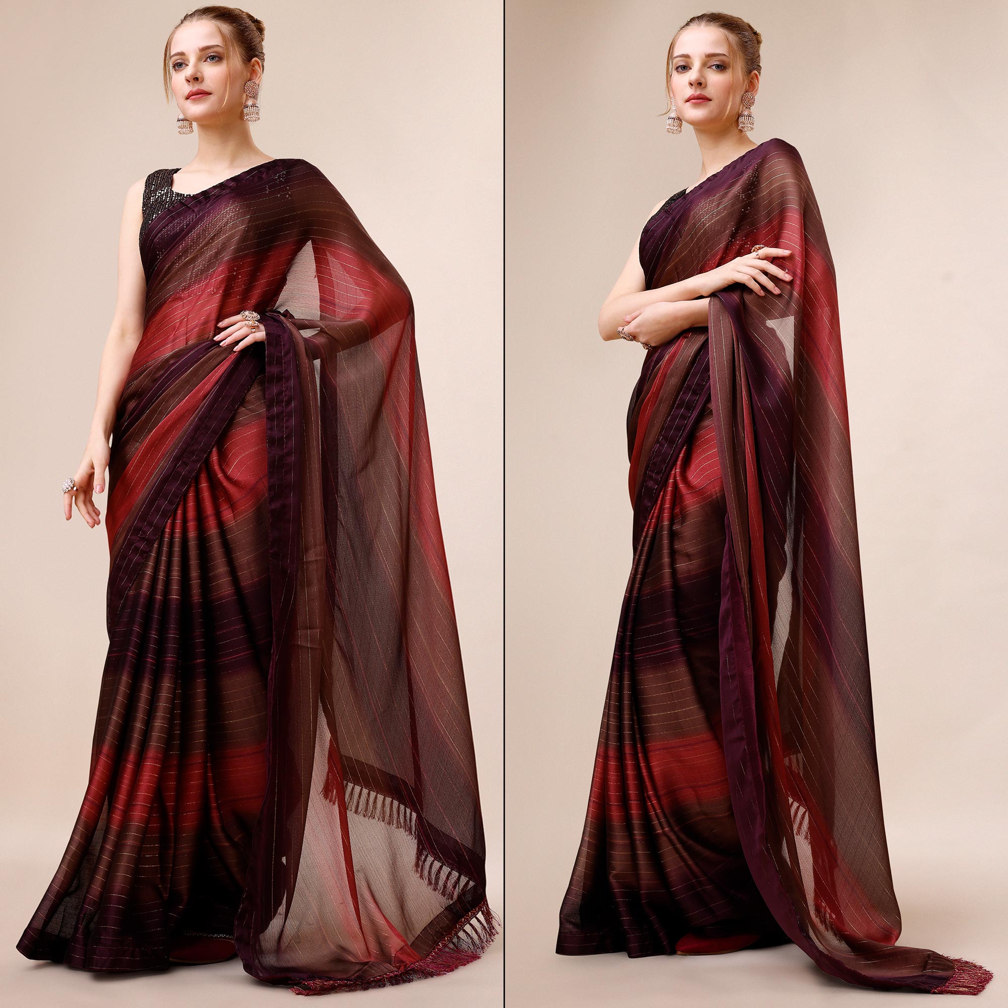 Multicolour Woven Chiffon Saree