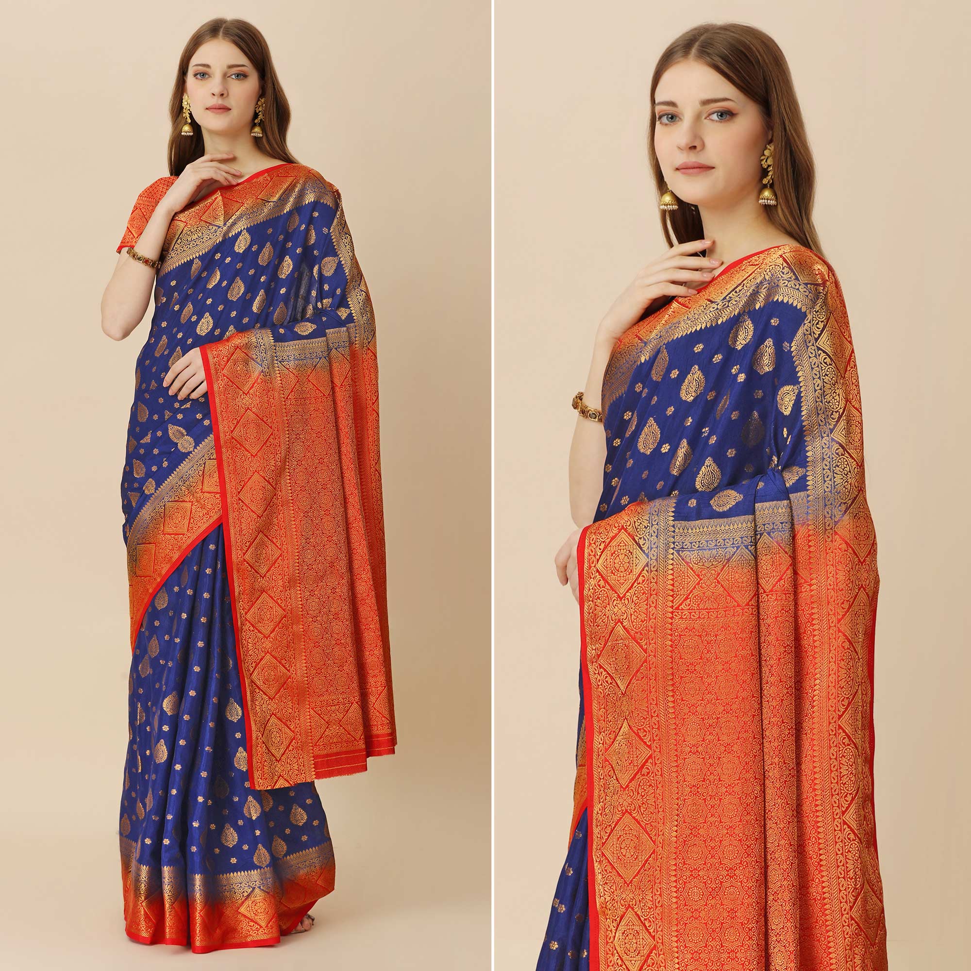 Blue Woven Dola Silk Saree