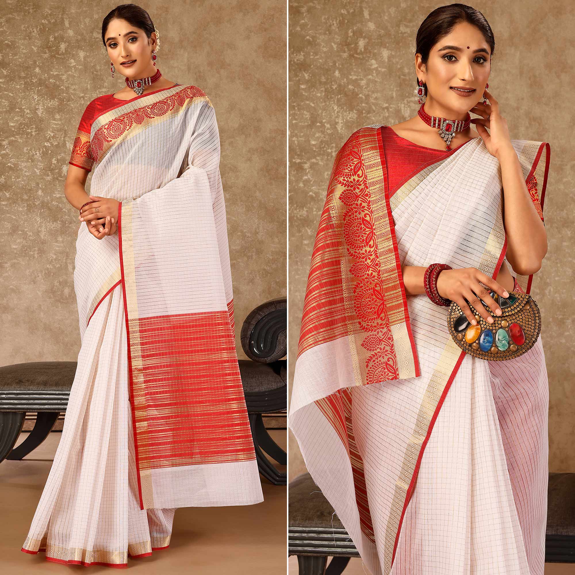 White Zari Woven Cotton Silk Saree