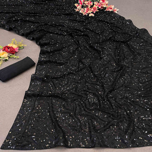 Black Georgette Saree with Dazzling Sequin Embellishment