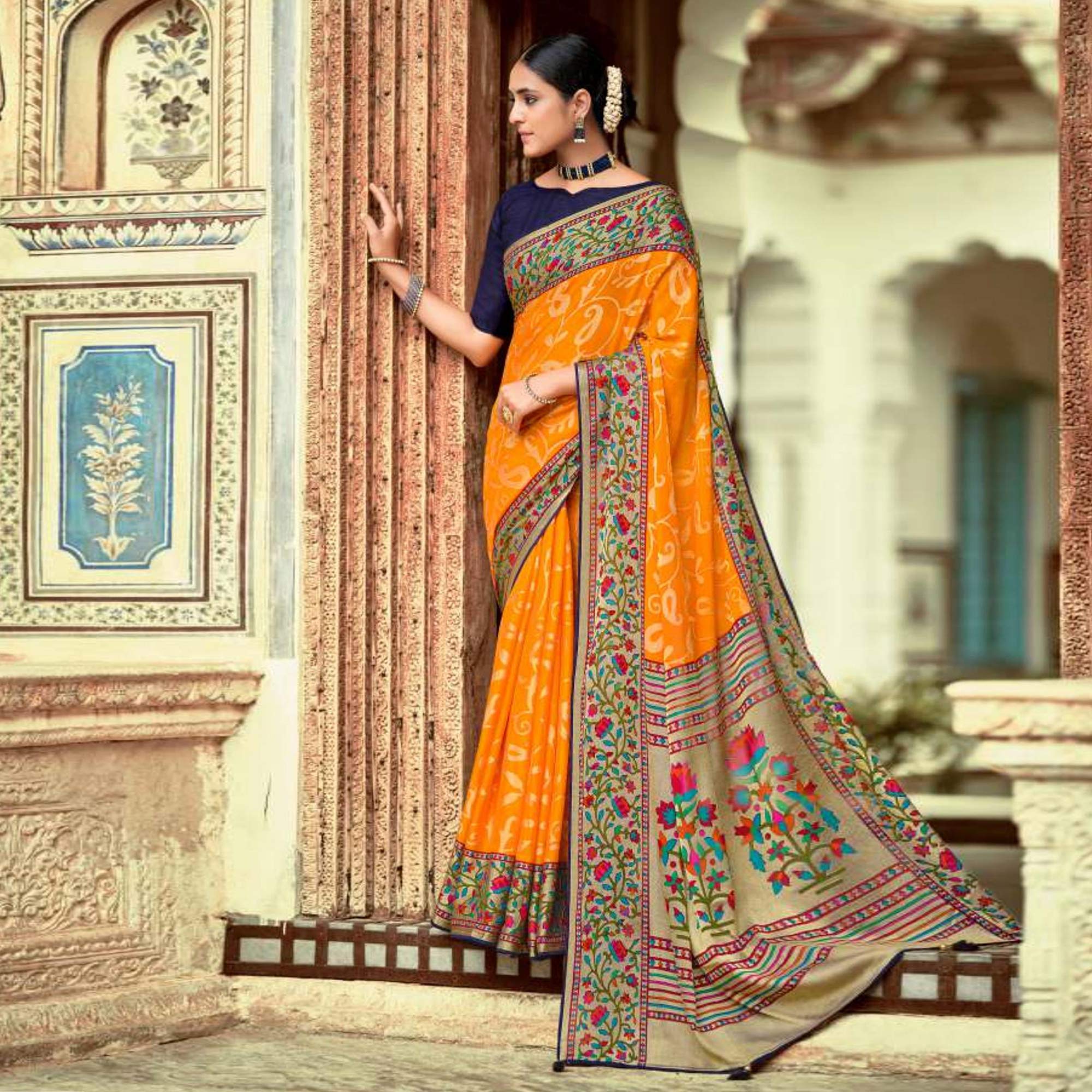 Mustard Woven Brasso Paithani Saree