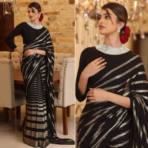 Black Sequins Embroidered Georgette Saree