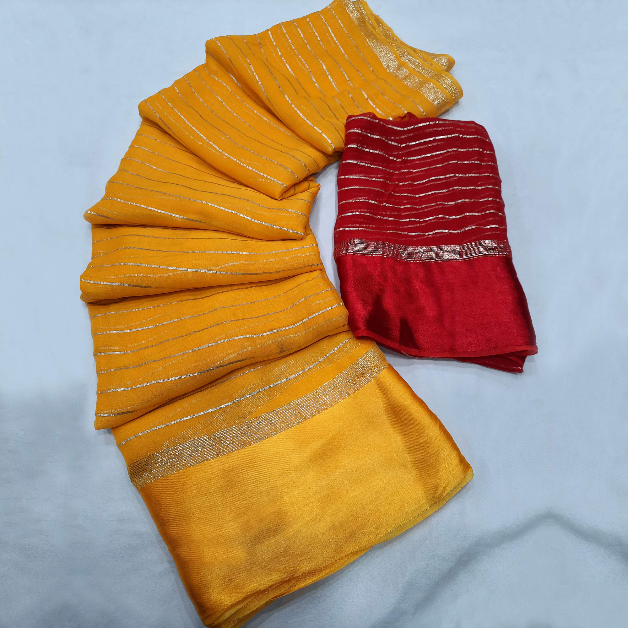 Yellow Woven Viscose Saree