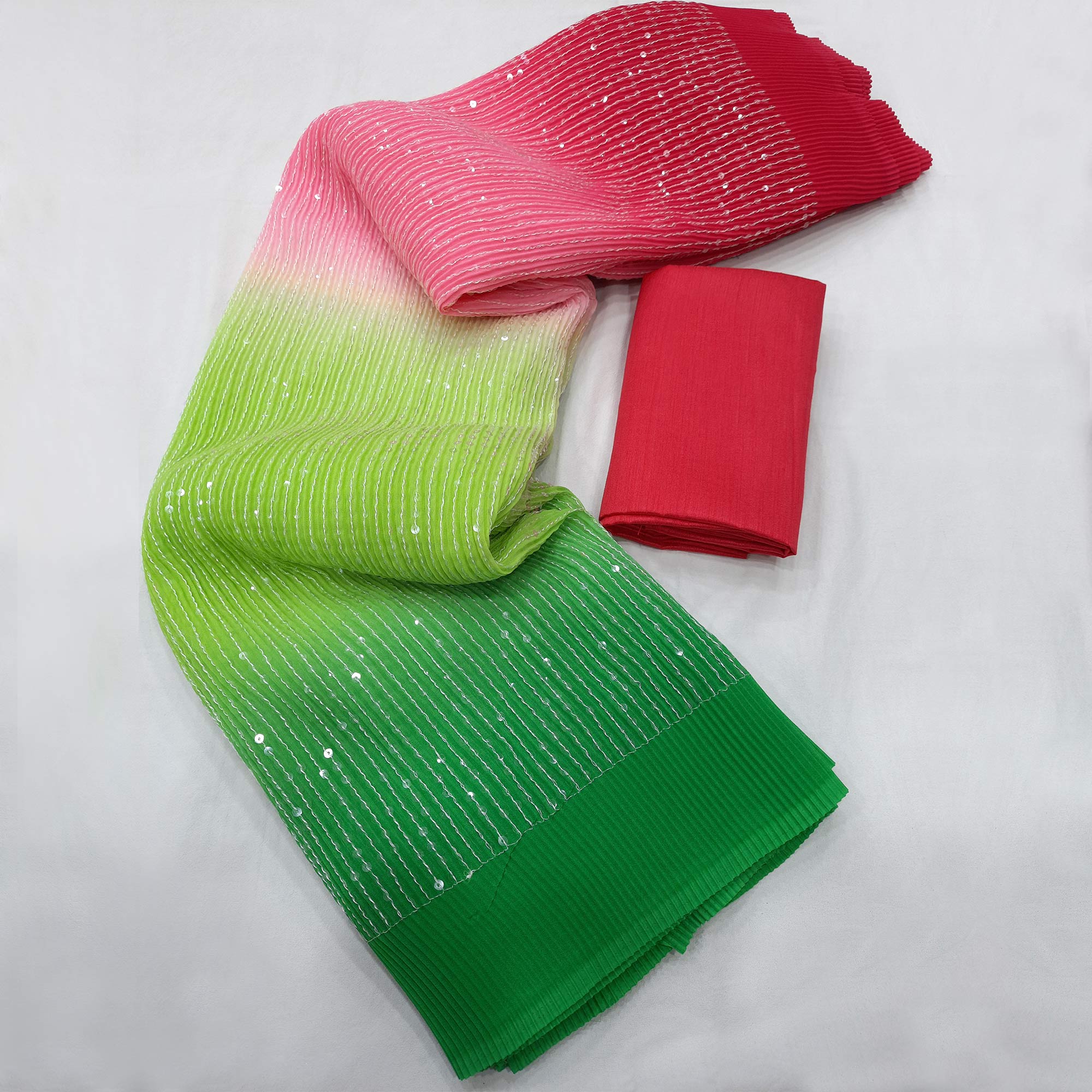 Multicolor Sequins Embroidered Georgette Saree