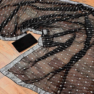 Black Sequins Embroidered Georgette Saree