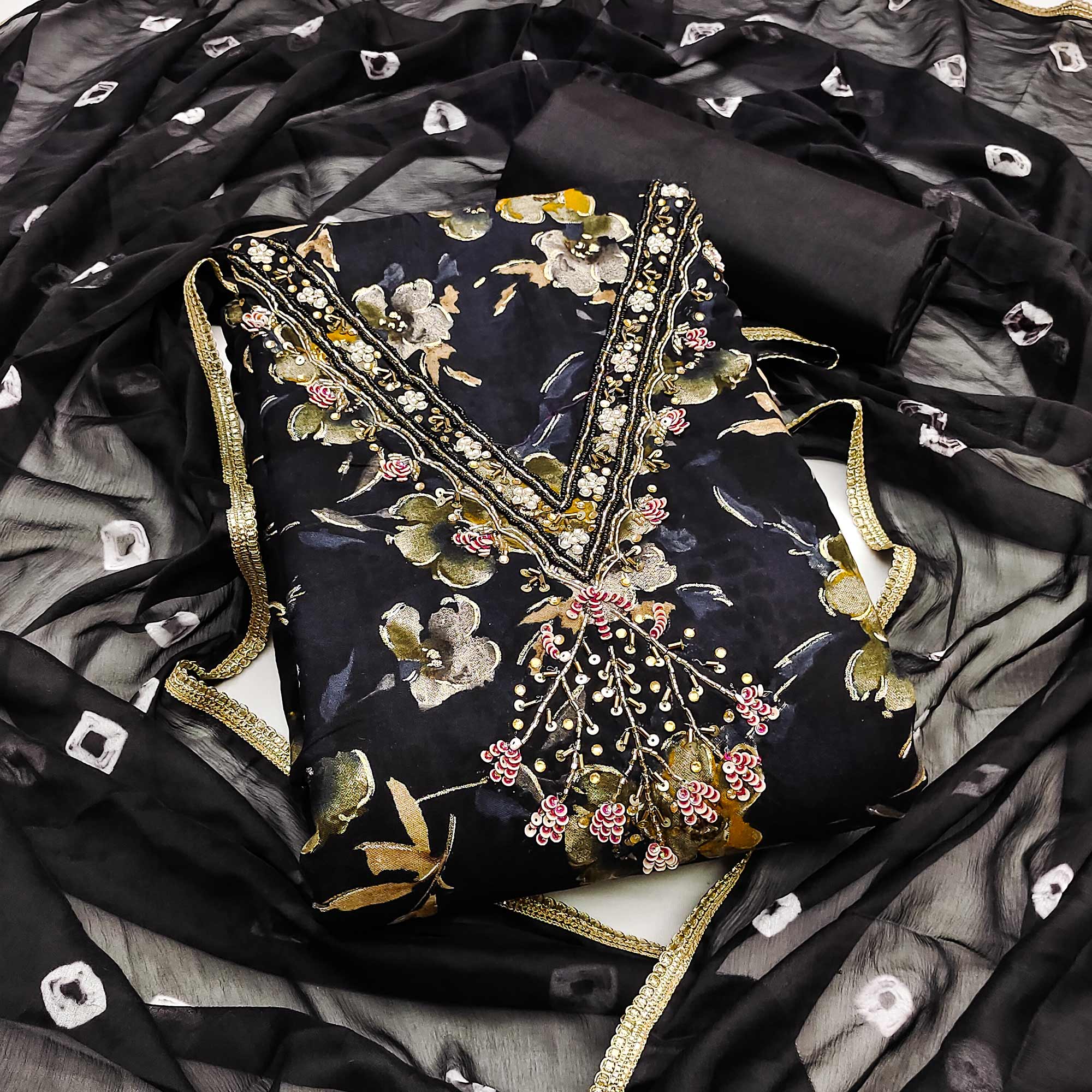 Floral Print Dress Material In Peachmode Buy Peachmode Floral