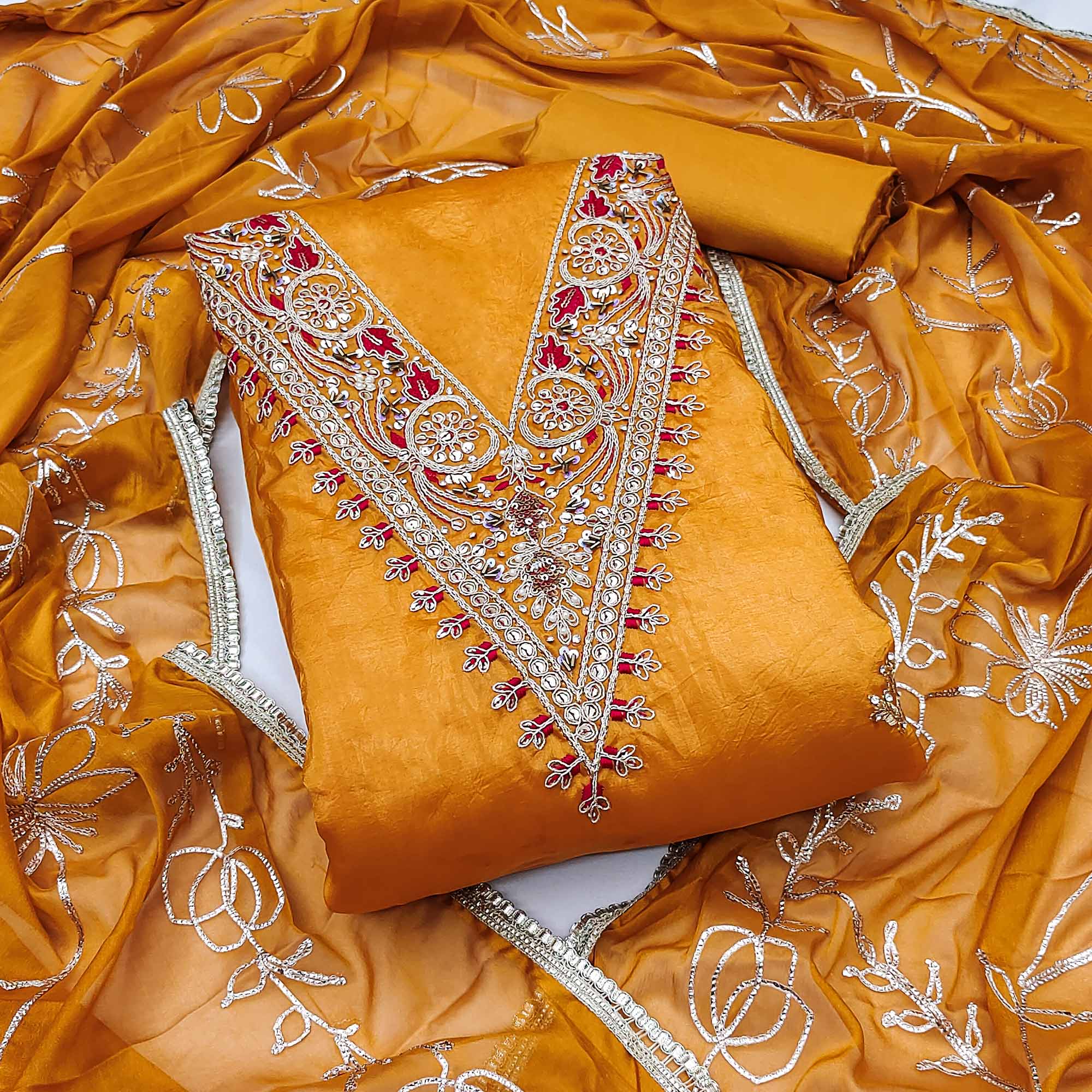 Mustard Sequins Embroidery With Handwork Viscose Golden Crush Dress Ma Mustard Sequins Embroidery With Handwork Viscose Golden Crush Dress Ma