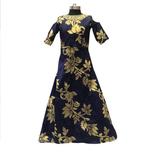Navy Blue Handwork Tapetta Silk Gown