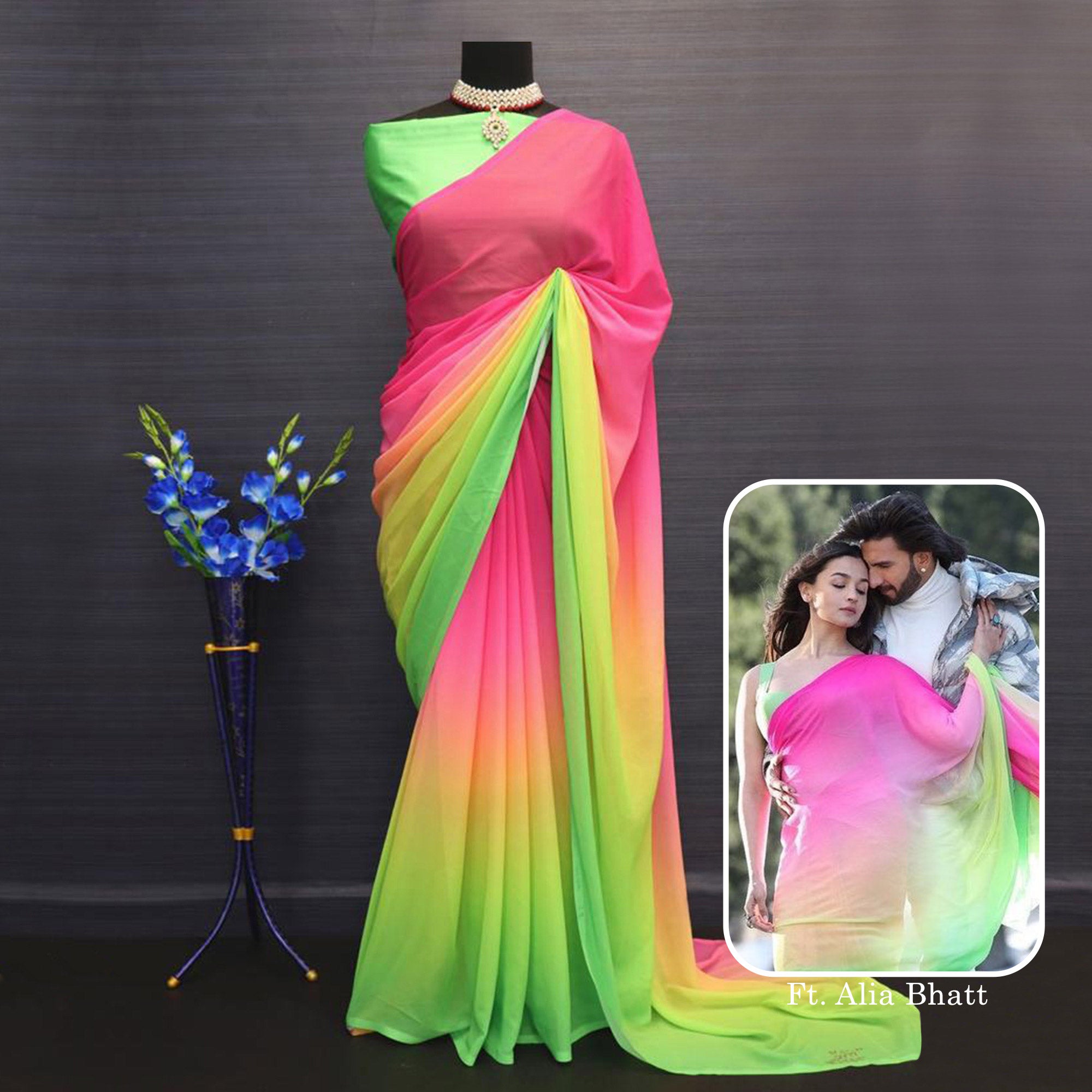 Multicolor Printed Georgette Saree