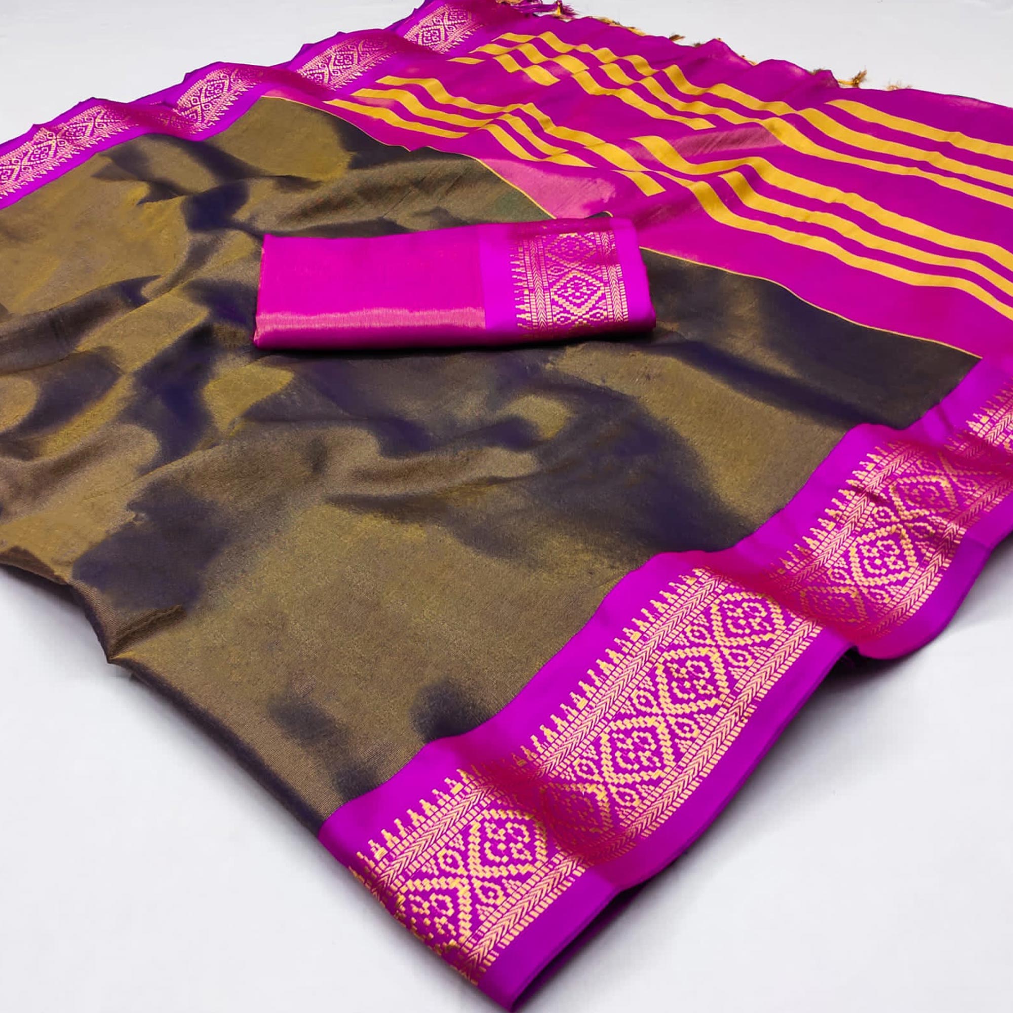 Brown Woven Cotton Silk Saree