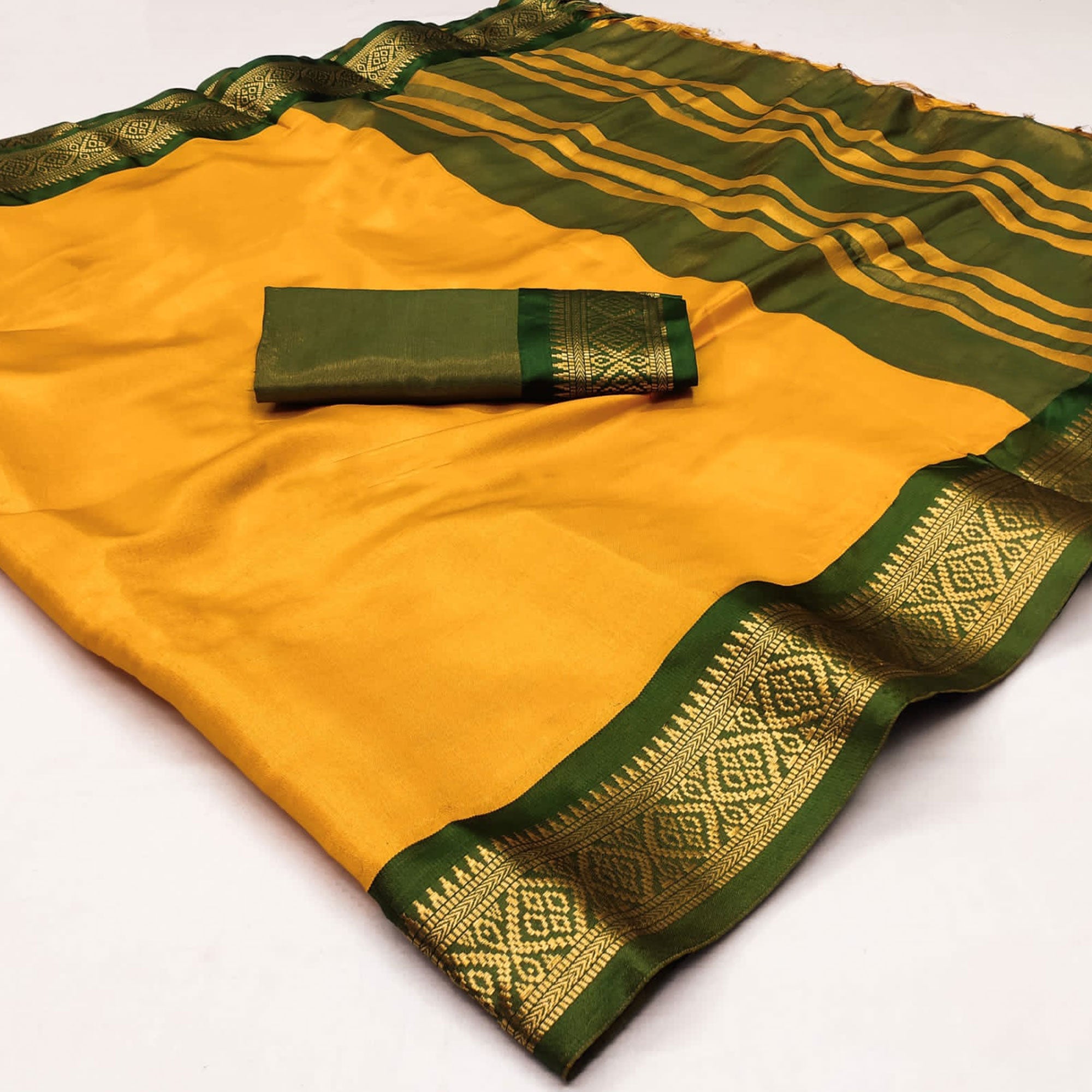 Mustard Woven Cotton Silk Saree