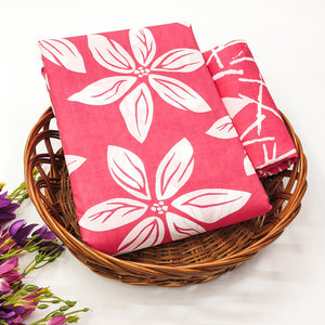 Gajari Pink Floral Printed Pure Cotton Dress Material