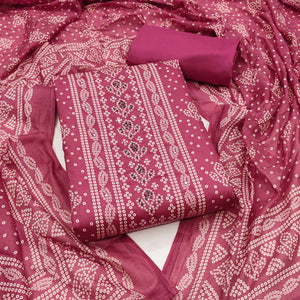Soft Cotton Pink Dress Material with Classic Bandhani Print