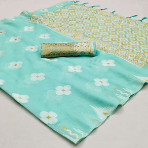 Turquoise Woven Modal Saree