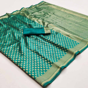 Green Woven Banarasi Silk Saree