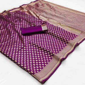 Purple Woven Banarasi Silk Saree