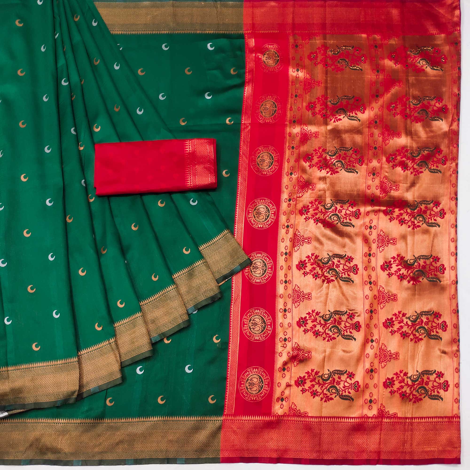 Green Zari Weaving Cotton Silk Jacquard Saree