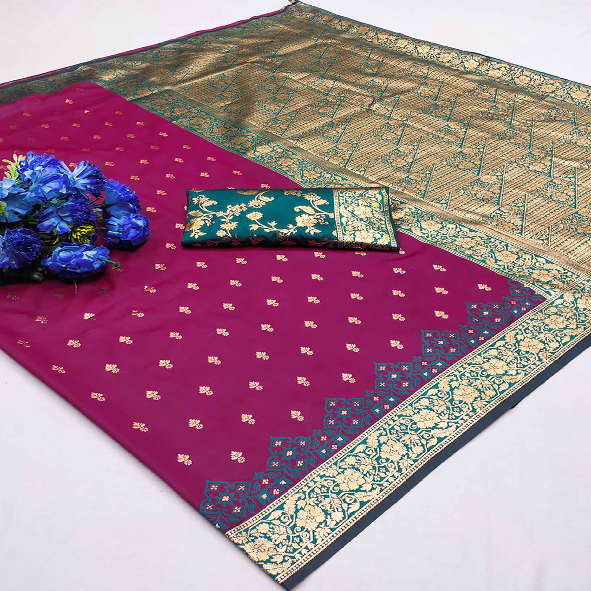Dark Purple Cotton Silk Saree with Intricate Zari Weaving