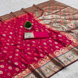 Pink Traditional Zari Woven Cotton Silk Saree for Special Occasions