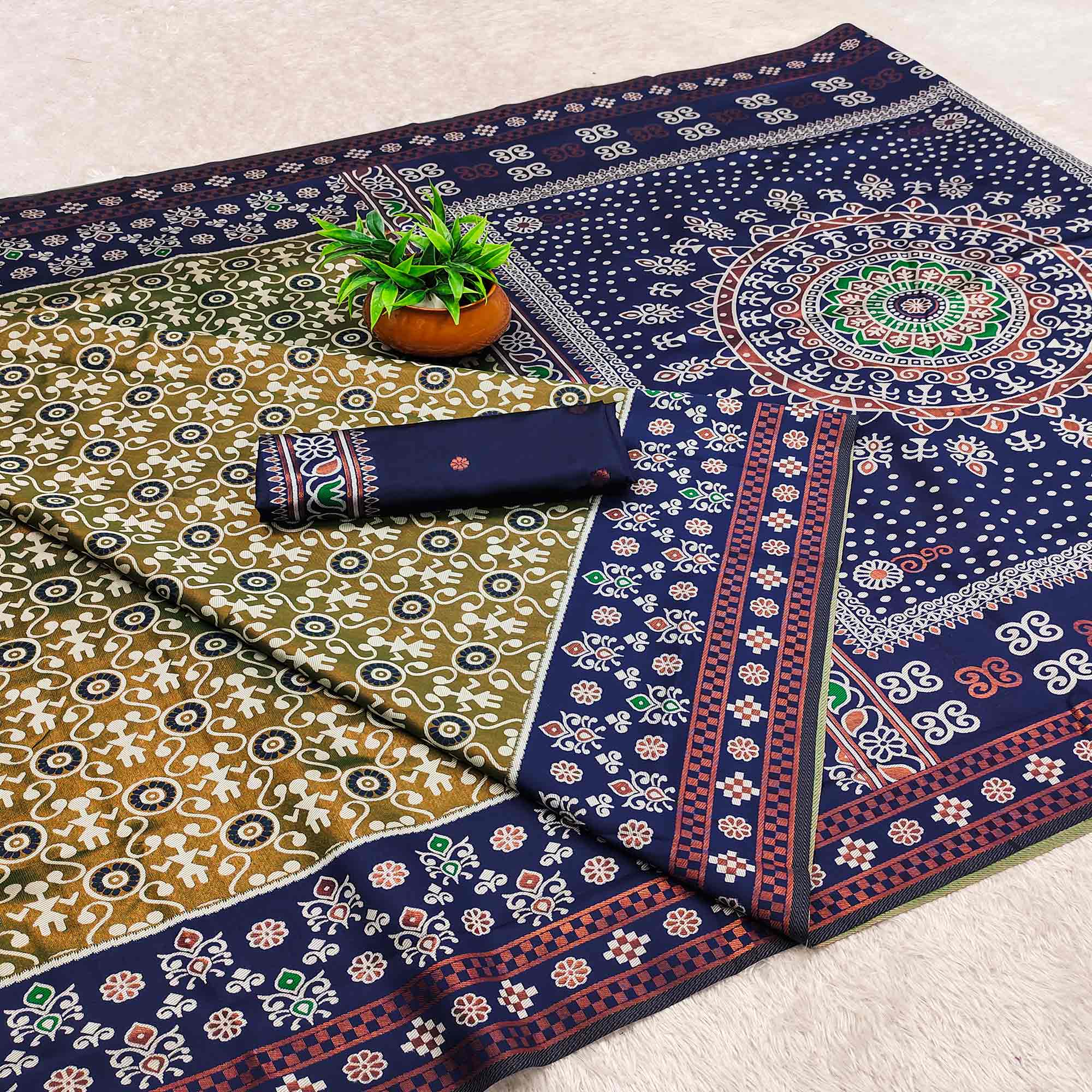 Olive Designer Handloom Kanjivaram Silk Saree with Rich Floral Weaving