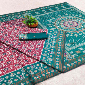 Pink Designer Handloom Kanjivaram Silk Saree with Rich Floral Weaving
