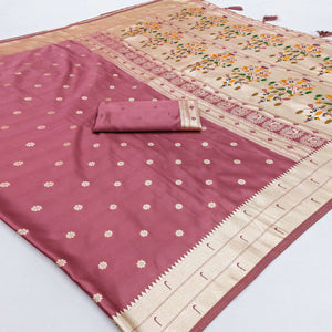 Pink Classic Paithani Satin Silk Saree Accented with Rich Zari Work