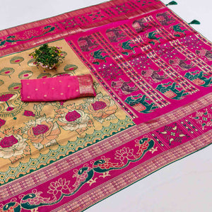 Beige Premium Cotton Silk Saree with Beautiful Swarovski Work and Classic Woven Texture