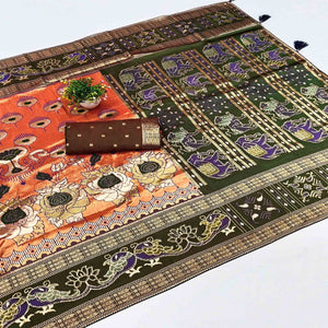 Peach Premium Cotton Silk Saree with Beautiful Swarovski Work and Classic Woven Texture