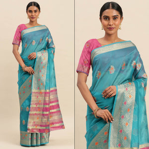 Rama Woven Organza Saree