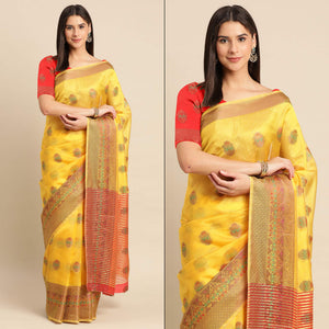 Golden Woven Organza Saree