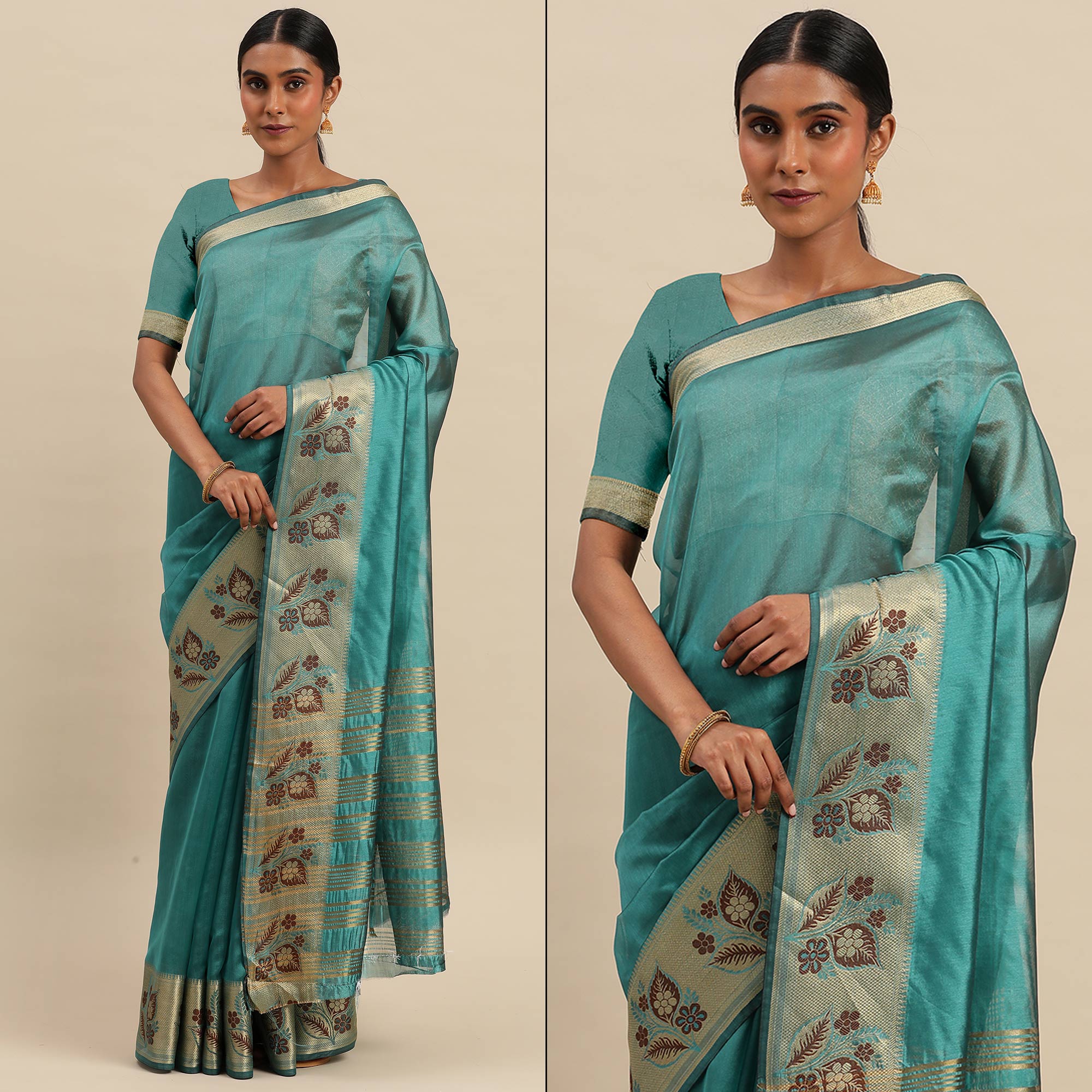 Morpich Woven Cotton Silk Saree