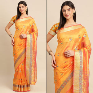 Golden Woven Organza Saree