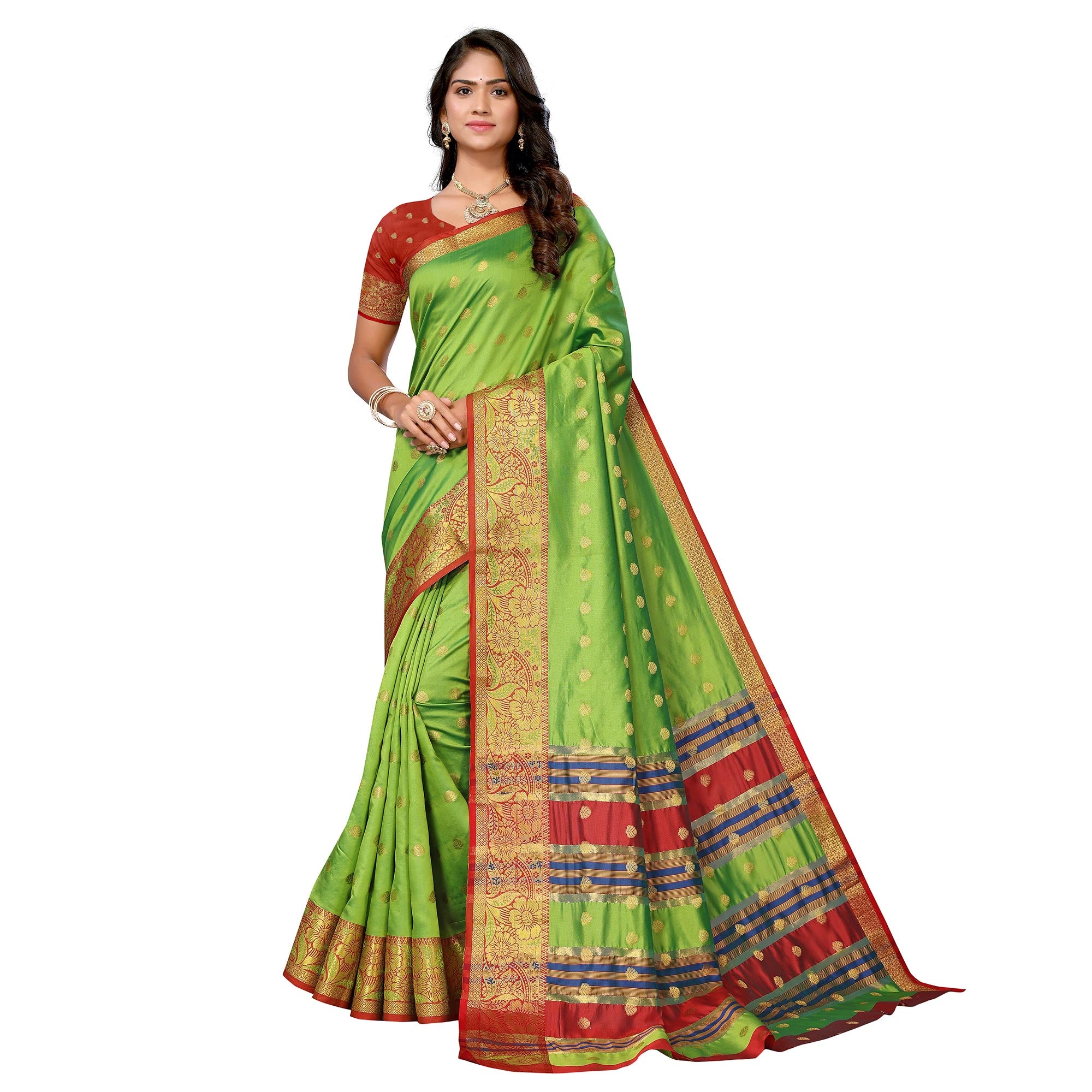Green Woven Banarasi Silk Saree