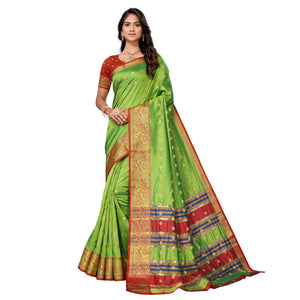 Green Woven Banarasi Silk Saree