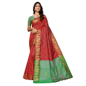 Maroon Woven Banarasi Silk Saree