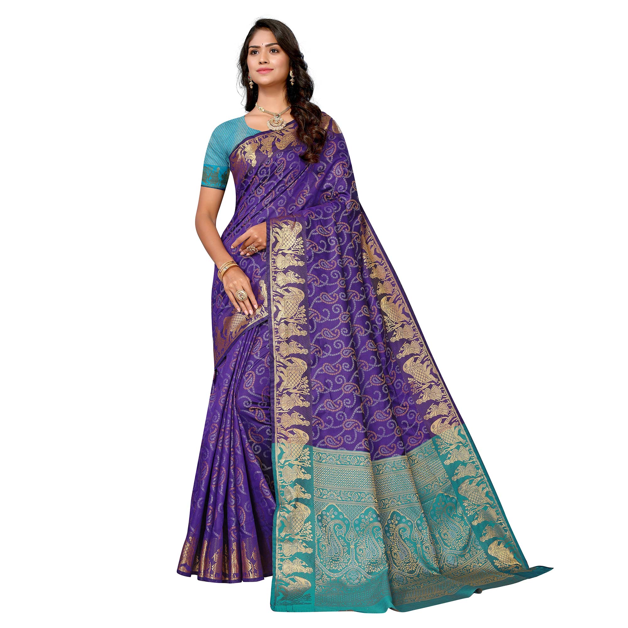 Violet Woven Banarasi Silk Saree