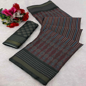 Graceful Wine Digital Ikkat Printed Saree in Luxurious Silk Blend Fabric