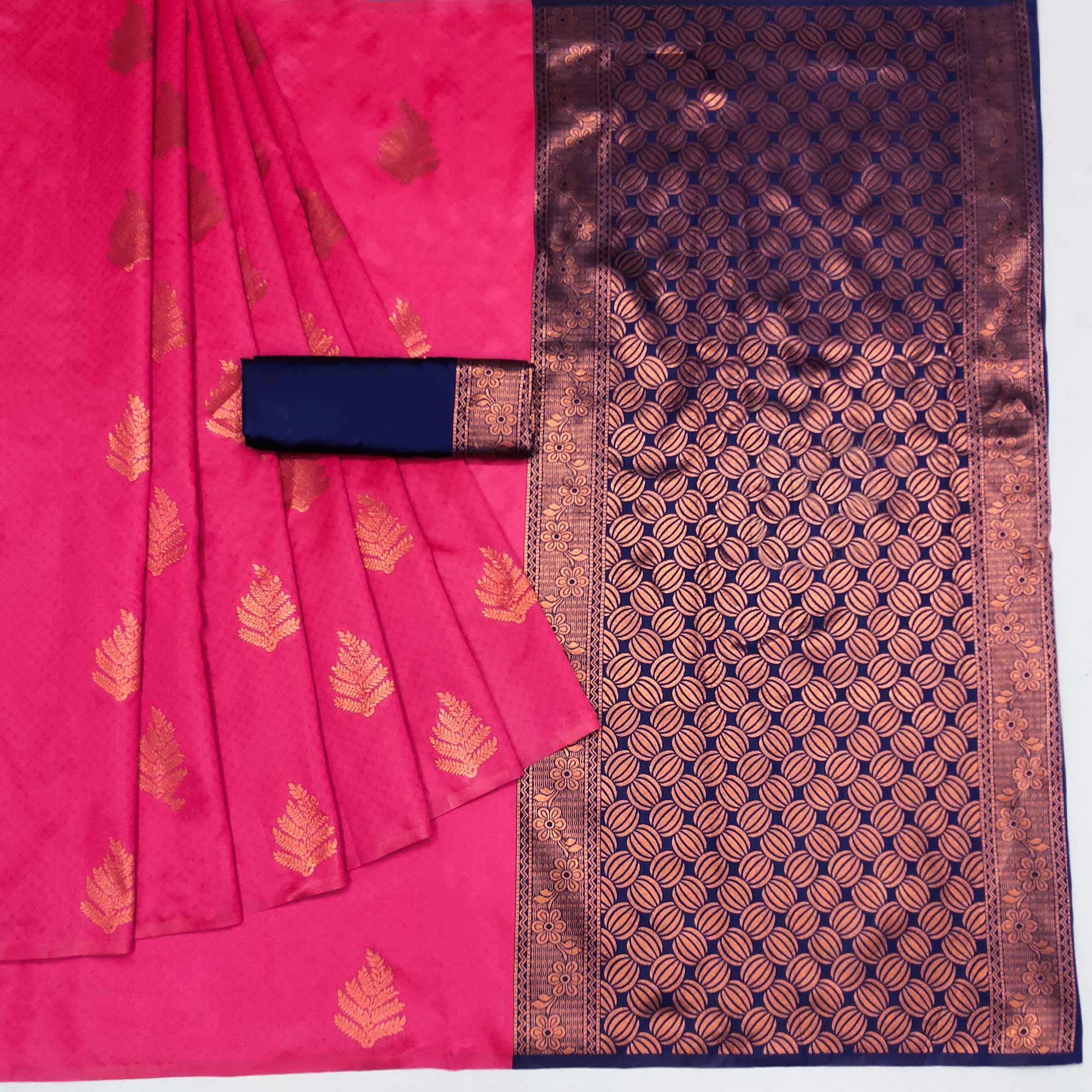 Pink Woven Banarasi Silk Saree