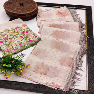 Off White Floral Printed Georgette Saree