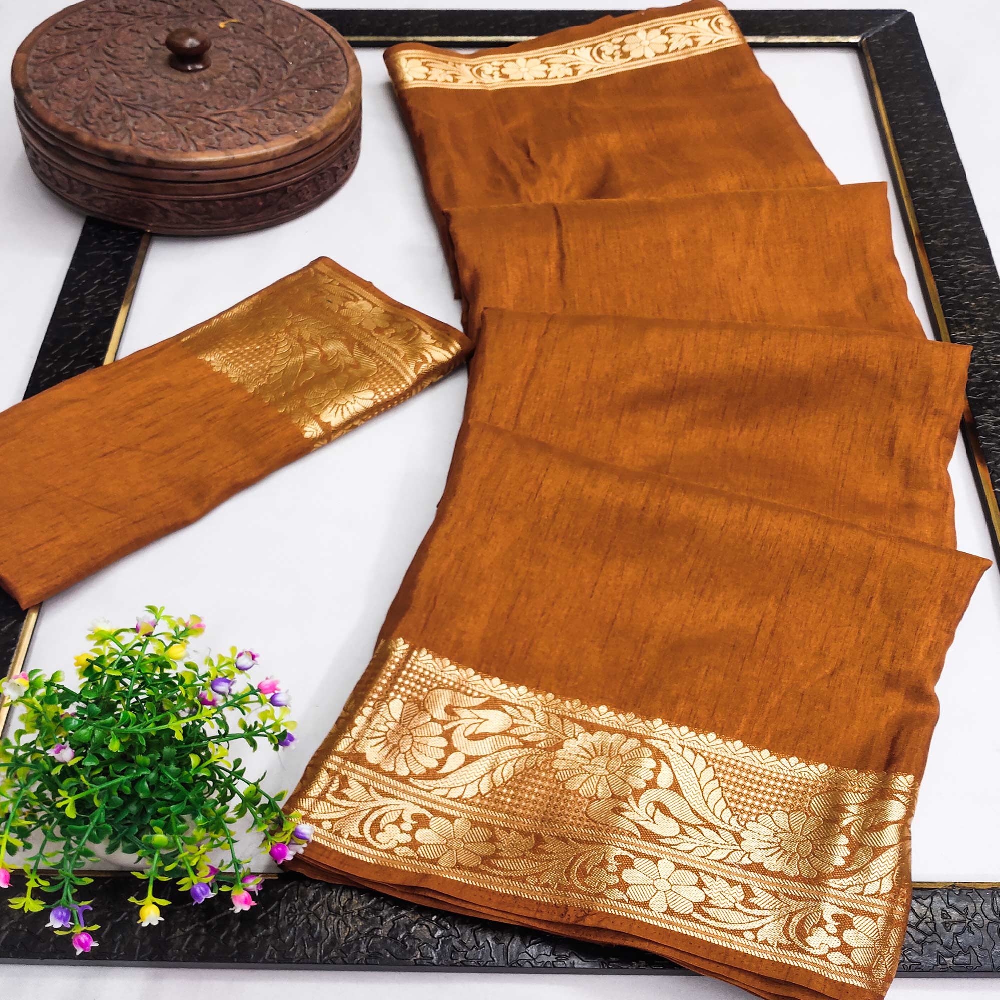 Mustard Woven Art Silk Saree