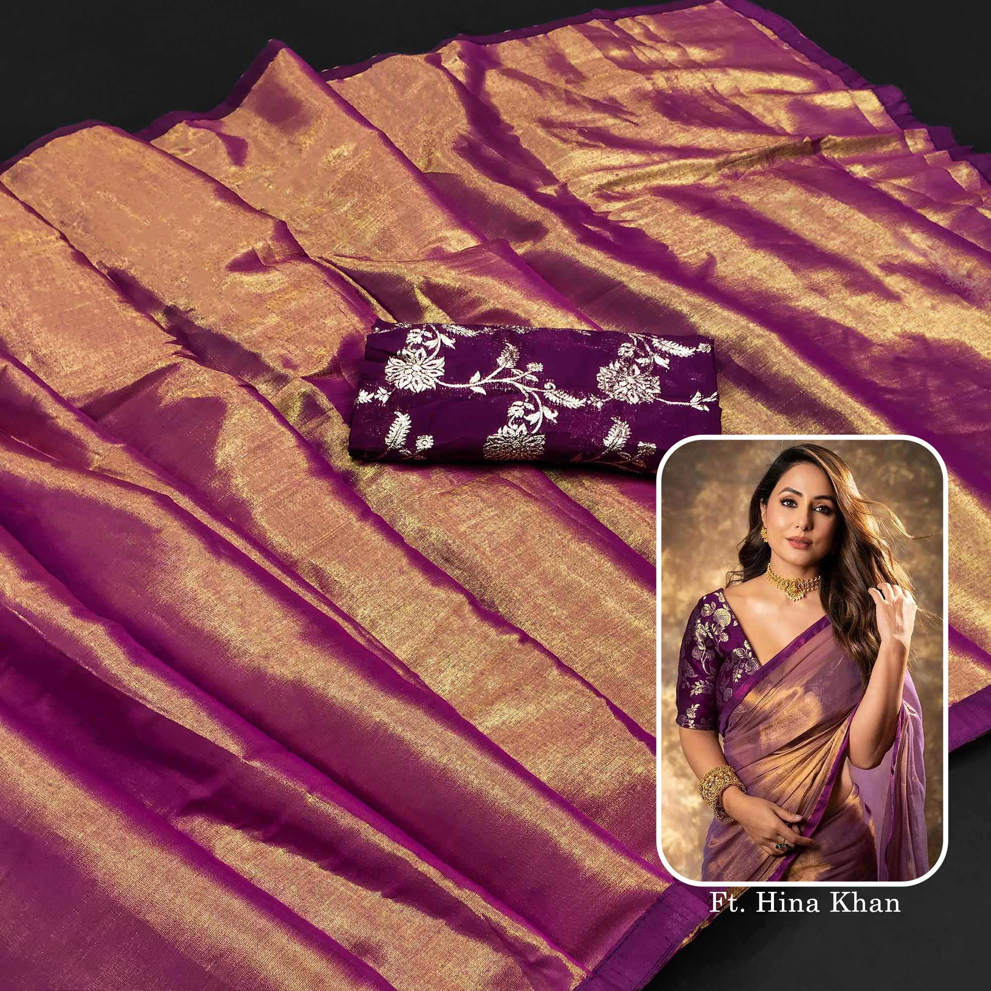 Purple Solid Art Silk Saree